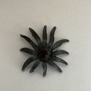 Vintage Metal Starfish Sea Star Purple Gemstone Brooch Pin Goth Whimsy